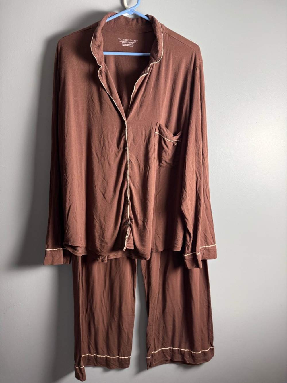 Victoria's Secret Ganache Brown Modal Long Pyjama Set Sz XXL